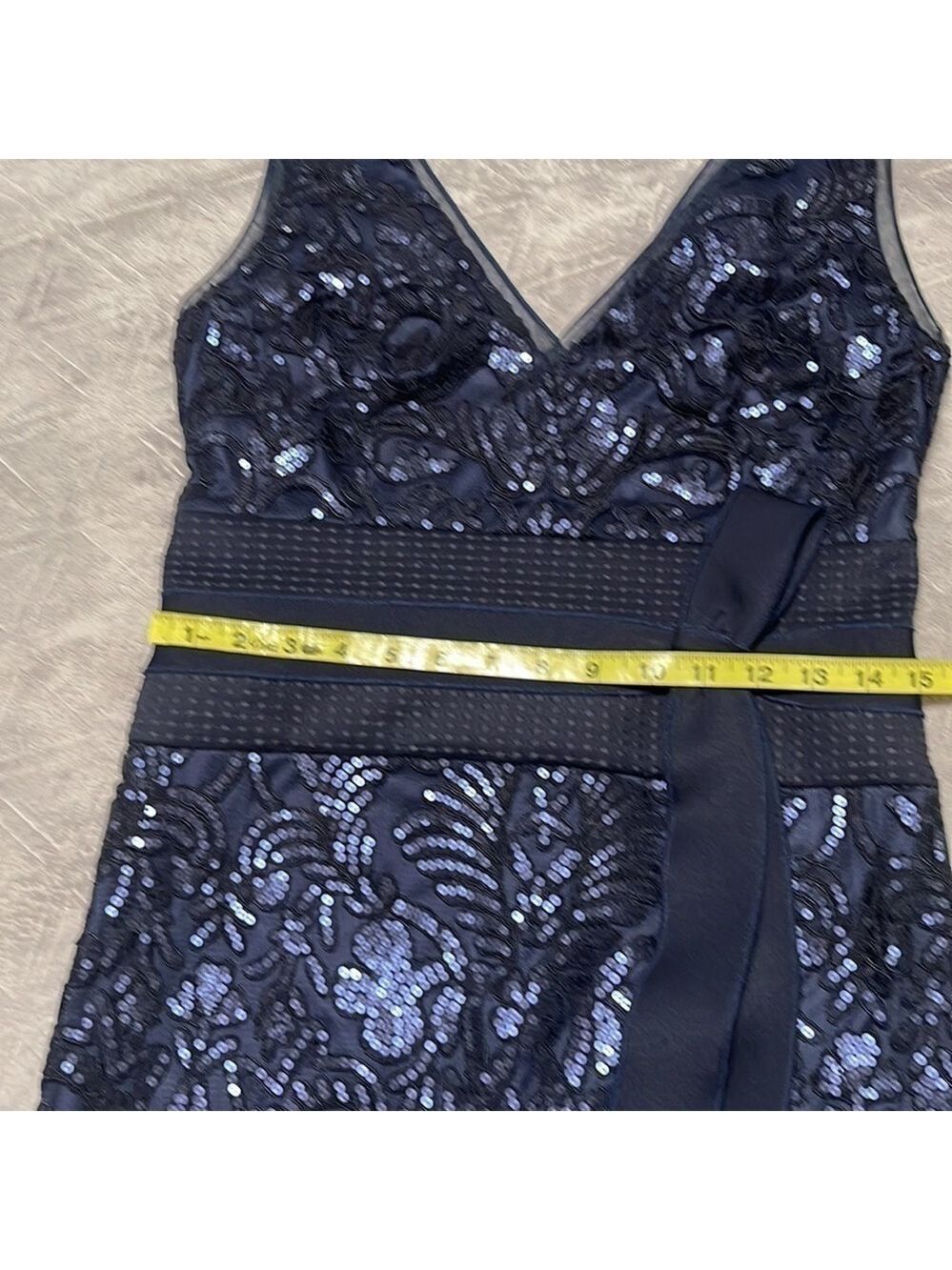 Tadashi Navy Blue V Neck Sequins maxi dress - Picture 12 of 12